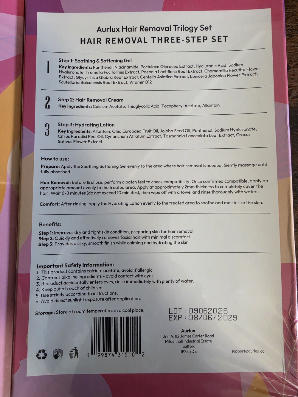 Pink Instant Hair Removal Three-Step Set - Picture 2 of 2